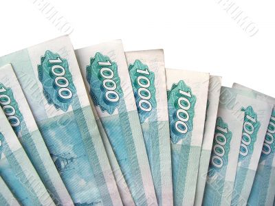The background  - is a lot of banknotes of Russia