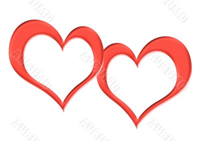 Two frames in the form hearts