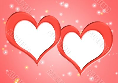 Two frames in the form hearts