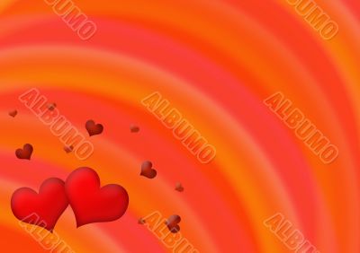Abstract red background with hearts
