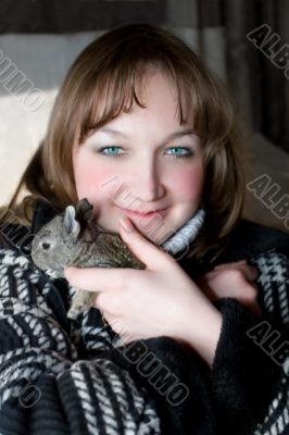 beautiful women and rabbit