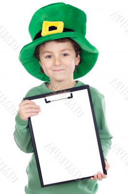 Child whit hat of Saint Patrick`s