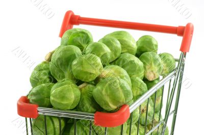 Brussels sprouts in a shopping trolley