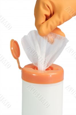 Tissue box of cleaning napkins