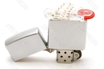 Metal lighter on white background