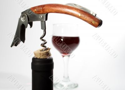 Wine and corkscrew
