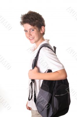 school boy with book bag