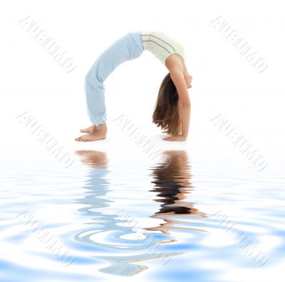 urdhva dhanurasana upward bow pose on white sand