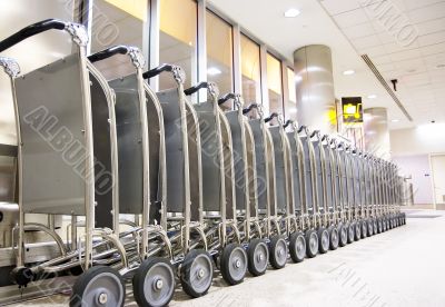Row of luggage carts