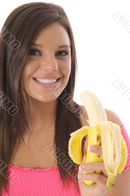 model eating a healthy snack