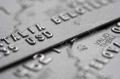 macro shot of credit cards with big out of focus zone