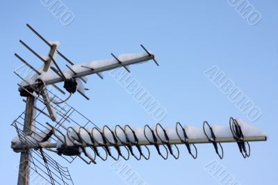 Antenna covered with snow