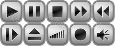 Set of buttons for music player