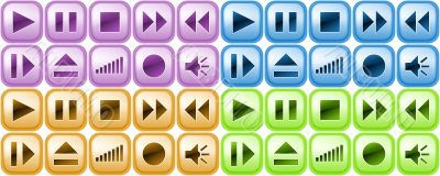 Set of buttons for music player