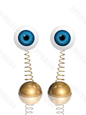 Souvenir - two 3d glass eyes on a spring