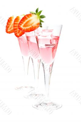 Three glasses of strawberry cocktail Three glasses of strawberry cocktail
