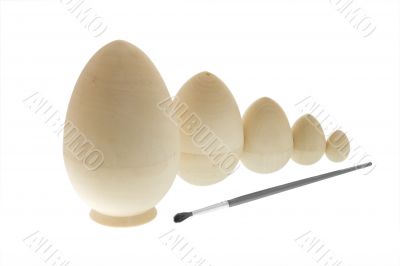 wooden Easter eggs with brush