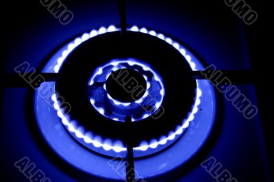 blue fire of the gas burner
