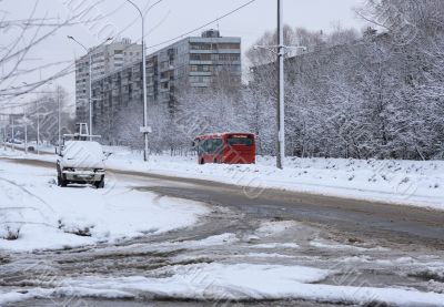 Street after snowfall.