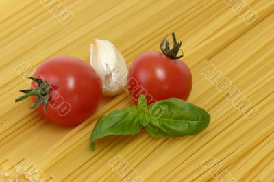 Spaghetti with garnish