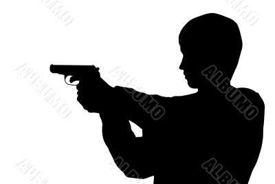 Silhouette man with a pistol Silhouette man with a pistol