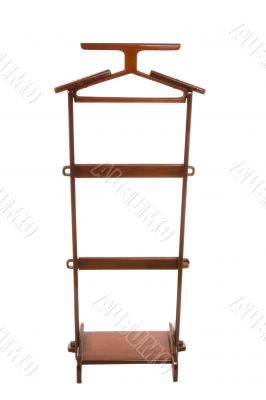 Wooden hanger isolated on a white