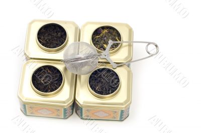 tea boxes on white