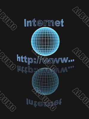 Wire globe and text - letters the Internet-address