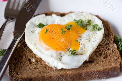 Fried egg in heart shape