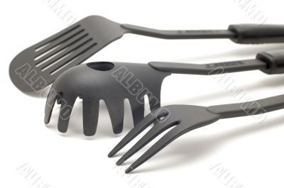Black kitchen utensil macro