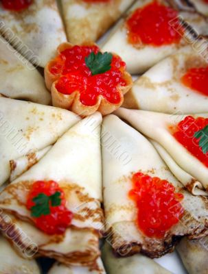 Pancakes with caviar