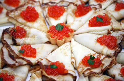 Pancakes with caviar