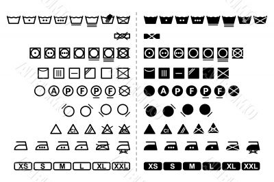 washing symbols / black and white / vector