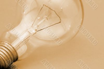 Background with lit lightbulb