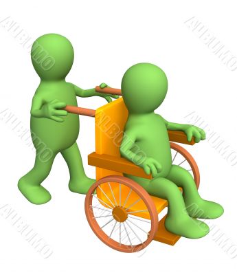 3d puppet, carrying the patient in an armchair 3d puppet, carrying the patient in an armchair