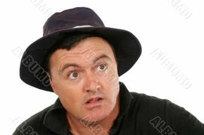 Flabbergasted Man In Hat