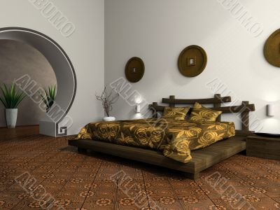 Luxurious bedroom in ethnic style