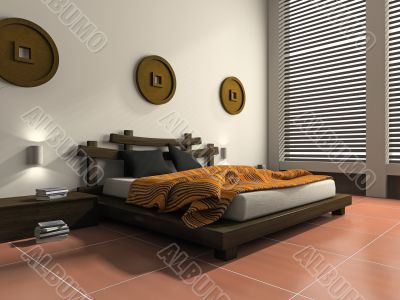 Modern bedroom in ethnic style