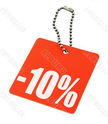Sale tag on pure white background