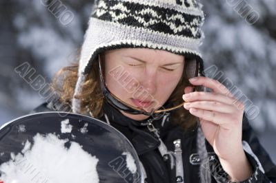 Beautiful girl snowborder