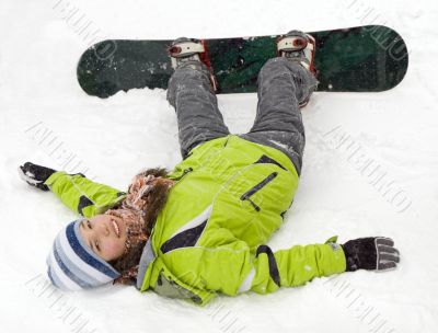 health lifestyle image of young snowboarder girl