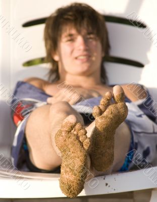 Beach, Man, Foot, Sand. Beach, Man, Foot, Sand.