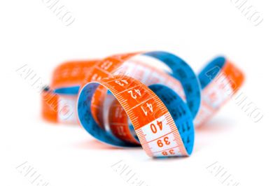 Blue and orange  measuring tape