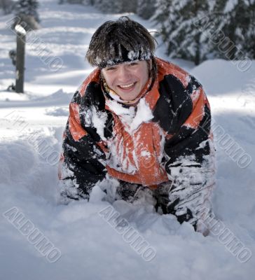 A lifestyle image of snowboarder after incide A lifestyle image of snowboarder after incide