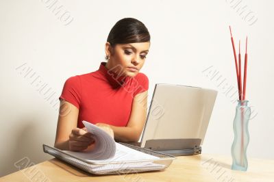 business woman with laptop and phone