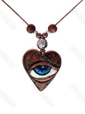Heart with eye. Necklace.