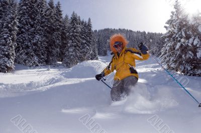 Snow Skier in winter forest Snow Skier in winter forest