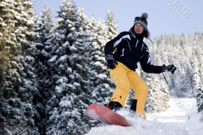 A health lifestyle image of snowboarder girl