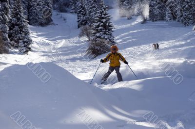 Snow Skier in winter forest Snow Skier in winter forest