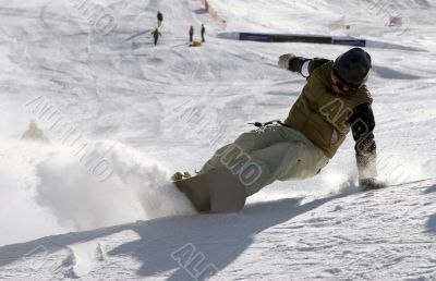 A health lifestyle image of snowboarder